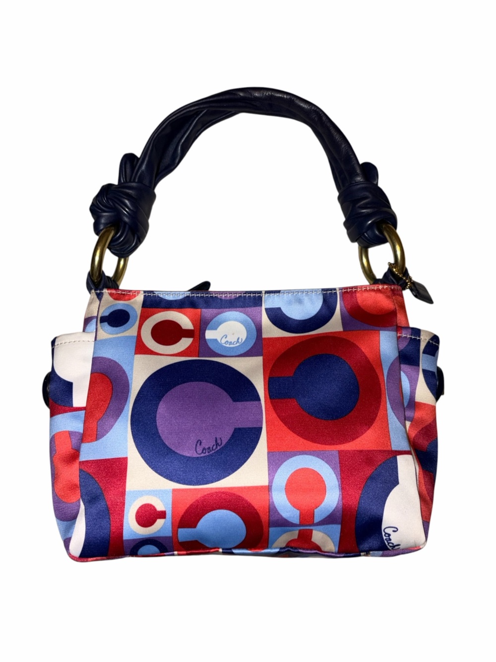 Vintage Y2K Coach Madison Satin Scarf Graphic Op Art Resort Small Handbag